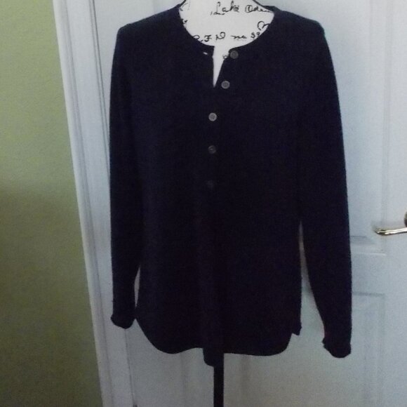 Project Cashmere Henley Style Navy Blue Sweater L - Picture 2 of 4